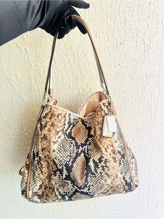 Coach Handbags - Coach Madison Python Printed Phoebe Shoulder Bag EUC